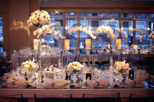 Table set for wedding reception