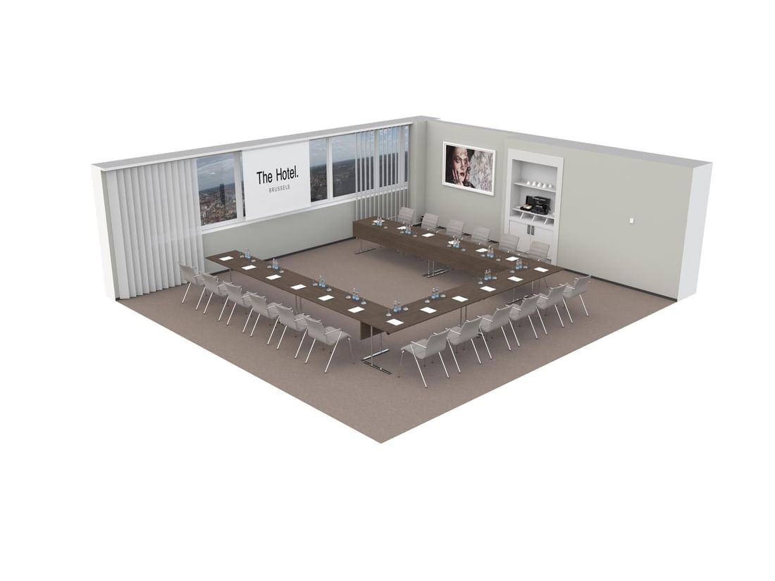 3D plan of Meet 25 One meeting room at The Hotel Brussels