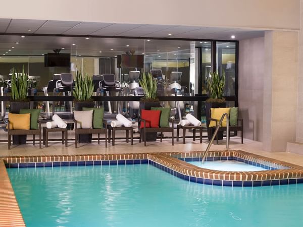 The indoor swimming area at Warwick Seattle