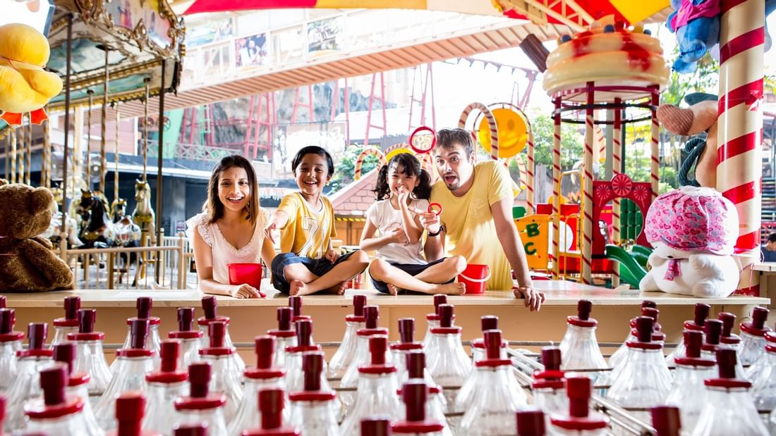 Family enjoying activities at Amusement Park near Sunway Lagoon