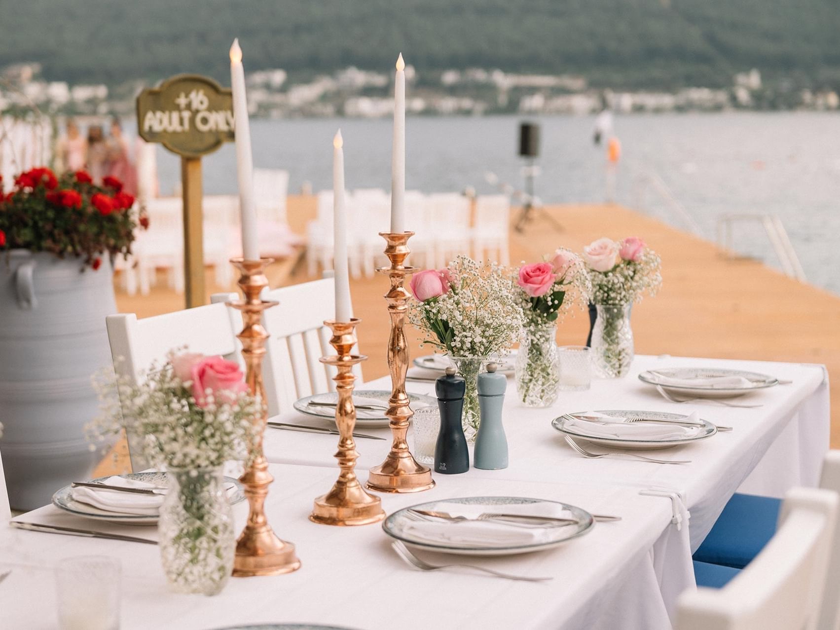 Elegant seaside table setting at Titanic Luxury Collection Bodrum.