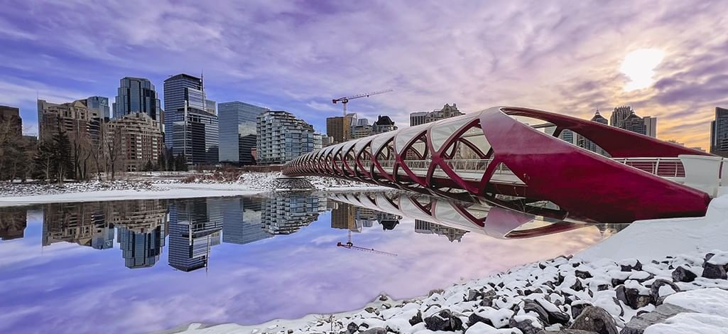 winter skyline view along Bow River