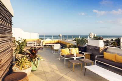 Rooftop lounge with beach view at Clevelander South Beach