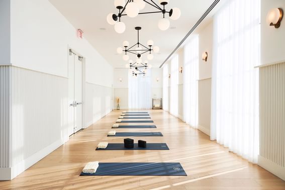 Arranged wellness area for Wellness week at The Rockaway Hotel