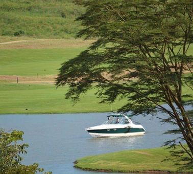 Boat at Paradise island near Lake Victoria Serena Resort & Spa
