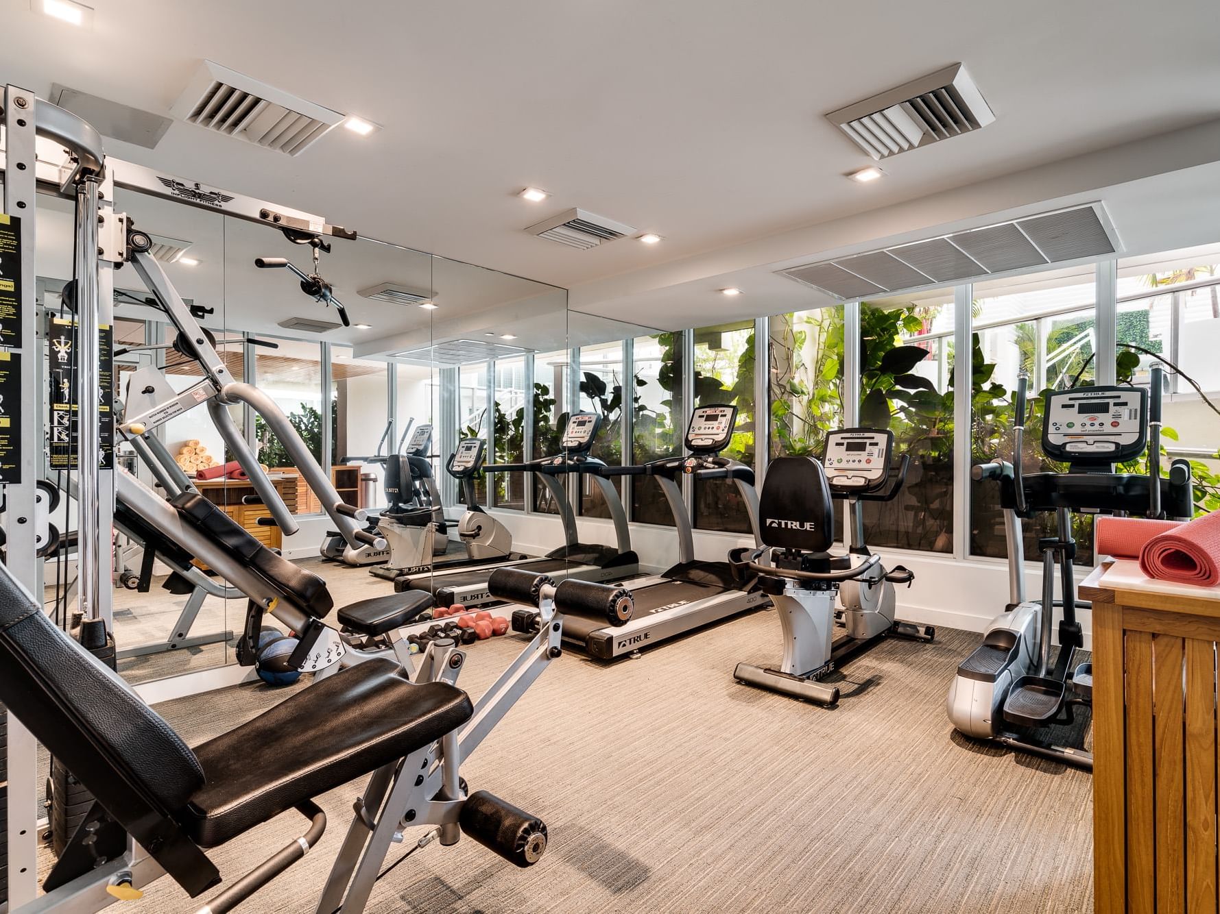 Fully equipped gymnasium at Berkeley Shore Hotel