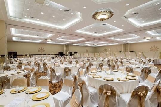 Parthenon Ballroom with banquet tables at Alexis Park Resort