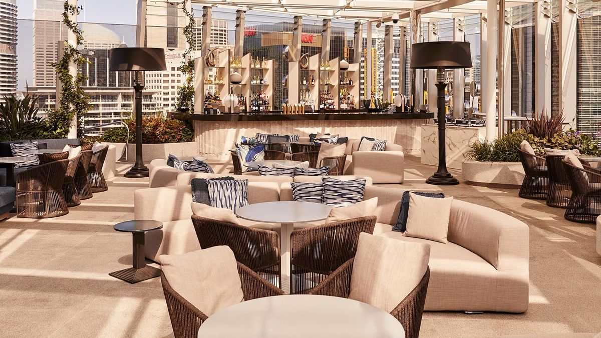 Interior of the lounge area in CIRQ at Crown Towers Sydney