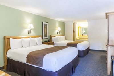 Two comfy beds in Double King Room at Alpenhof Lodge