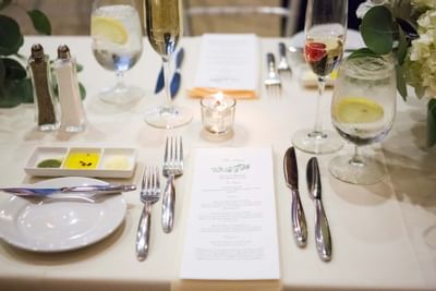 Closeup of Table setting at the Venue at Portwalk