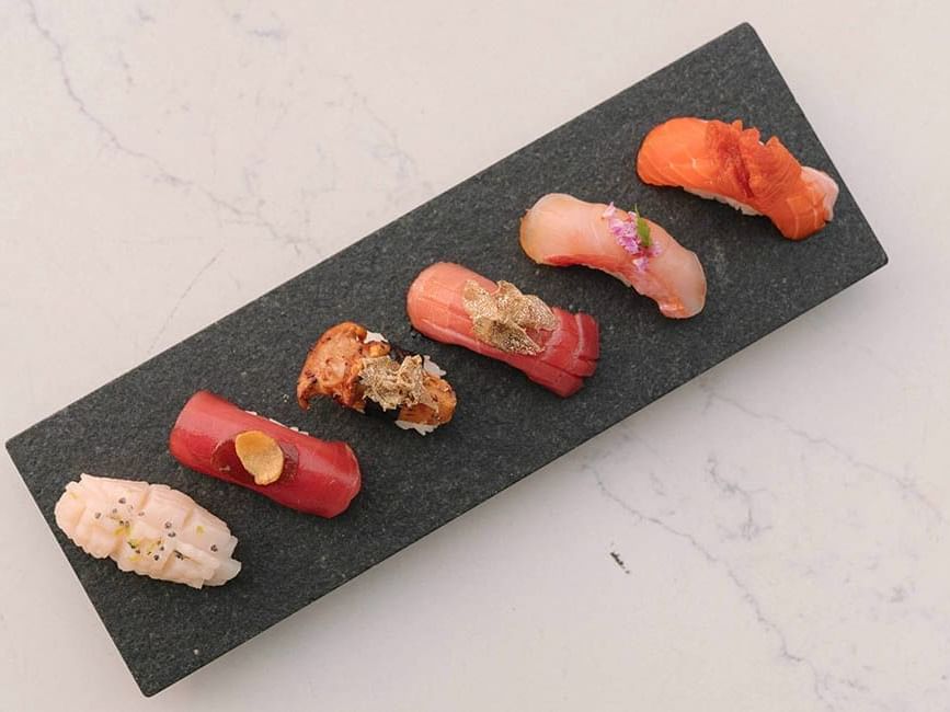 6 piece nigiri flight in Gansevoort Rooftop at Gansevoort Hotel