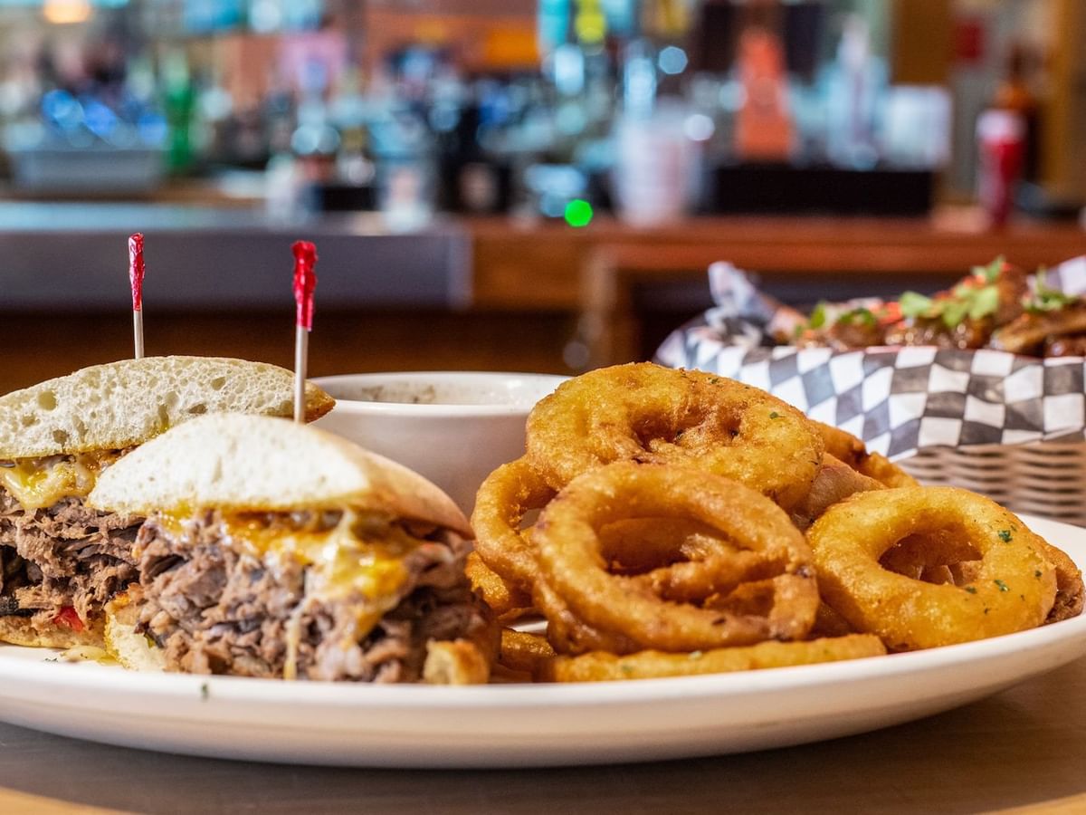 Burgers and onion rings