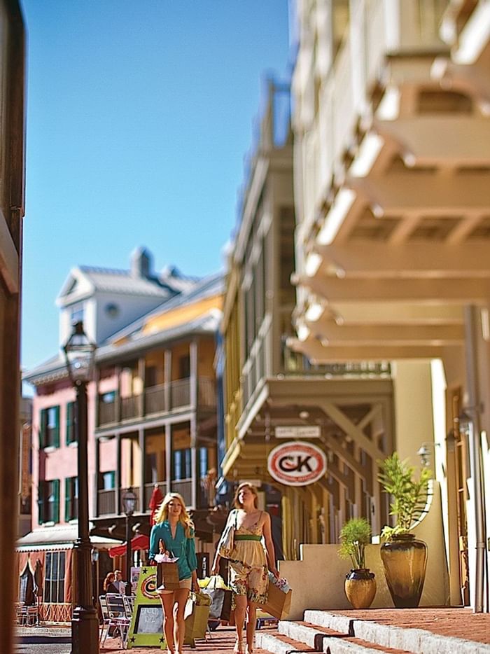 Exterior view of the shopping complex at Watersound Inn
