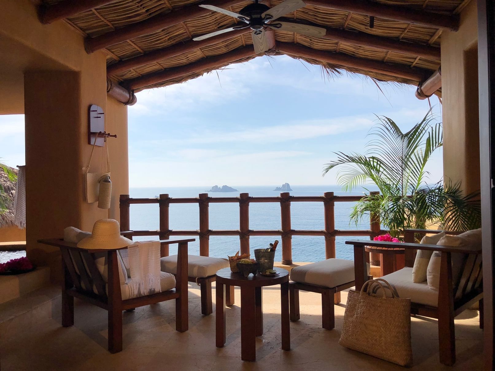 Cliffside Ocean Front Suite, balcony lounge area at Cala de Mar
