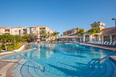 Pool with tropical landscaping