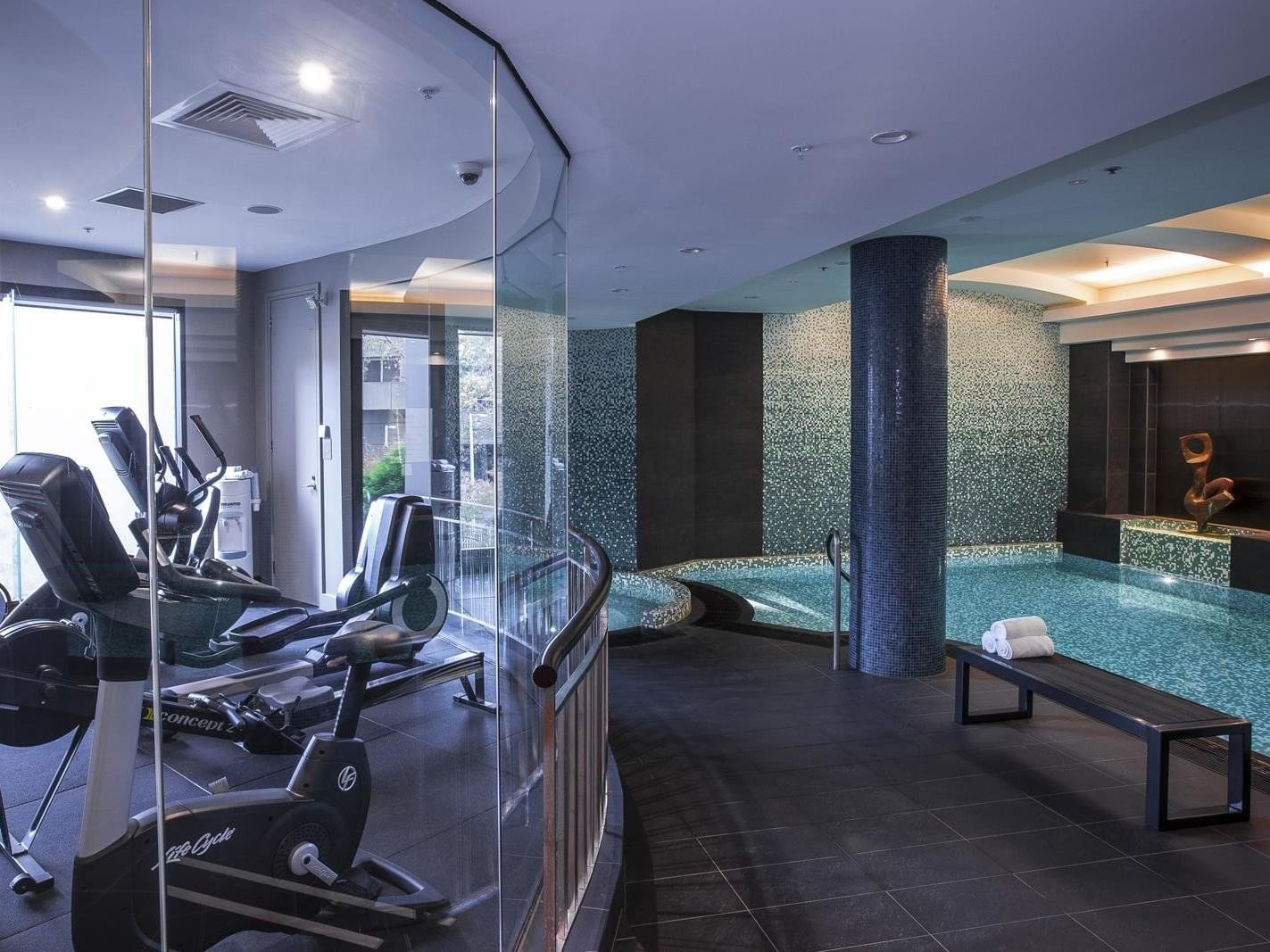 Fitness area near the pool at Sebel Quay West Suite melbourne