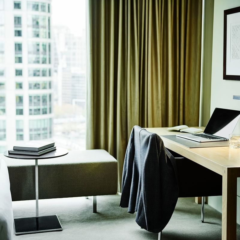Office table in a bedroom at Crown Promenade Melbourne