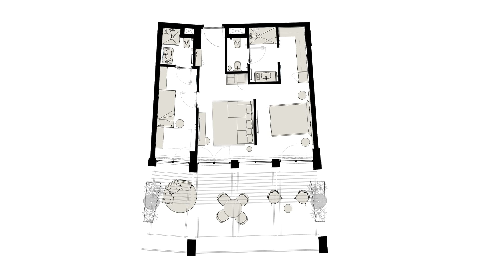 Grundriss des Familienzimmers im Falkensteiner Family Resort Sicily in Licata.