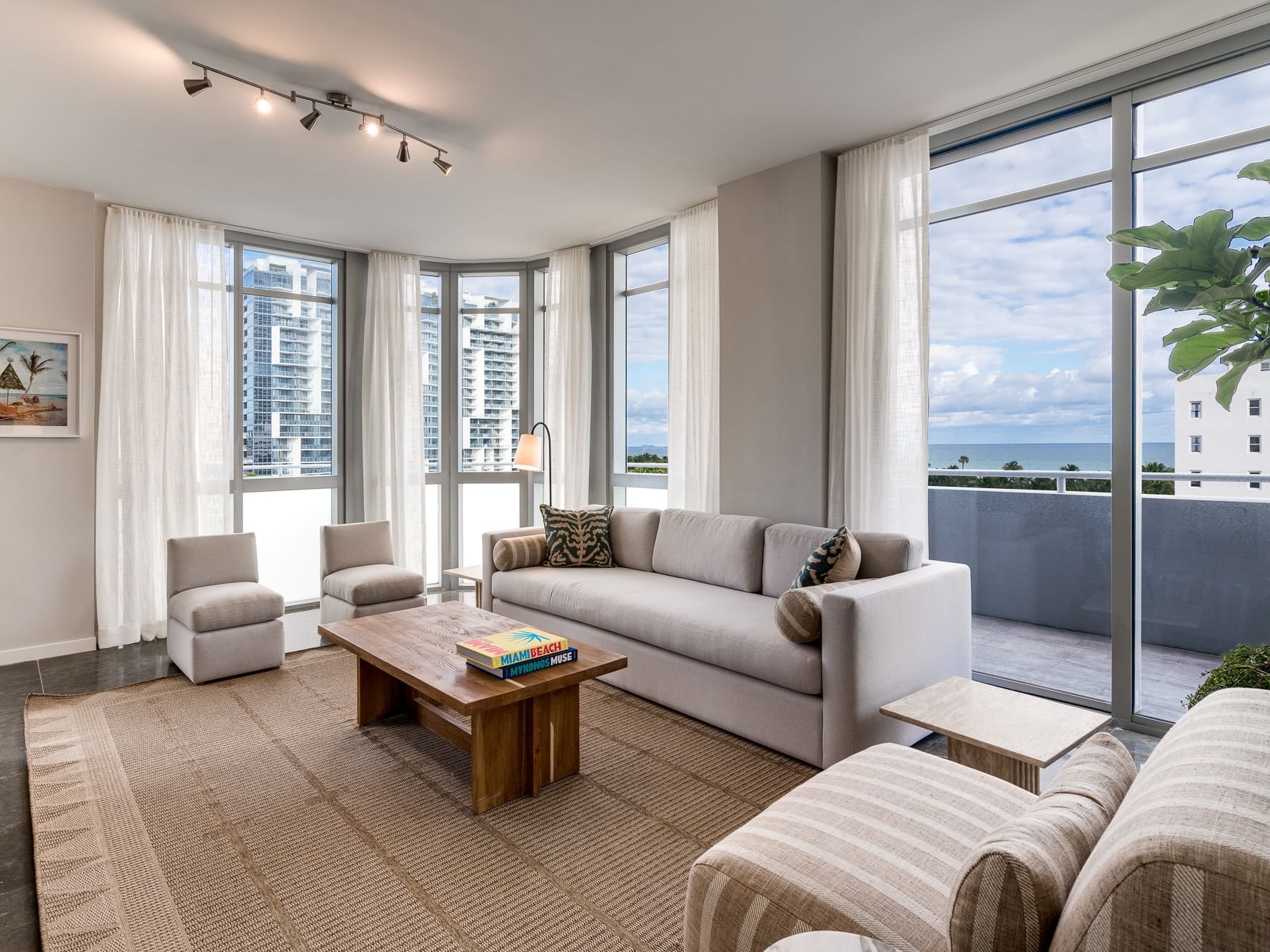 Living area of 3-Bedroom Penthouse Suite at Boulan South Beach