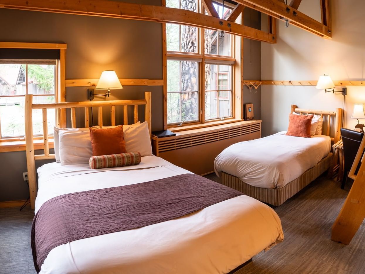 Twin beds with the main floor in Loft at Sleeping Lady