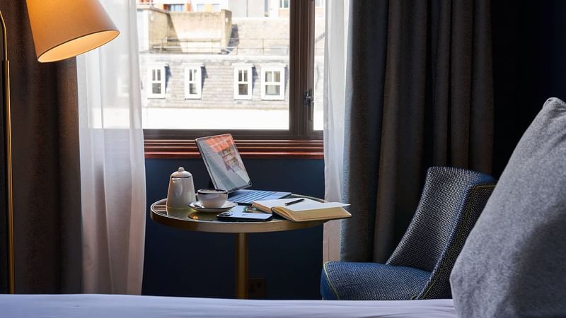 Coffee table by the window in Classic Room at The Capital Hotel London