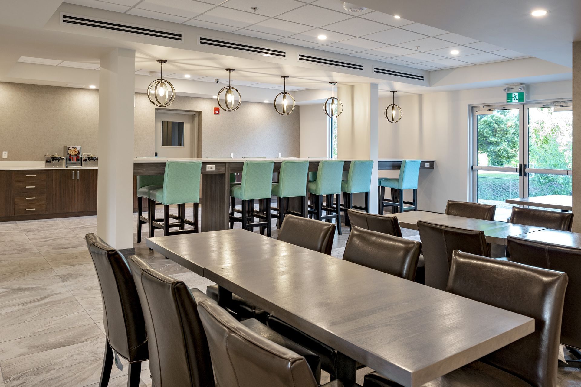 Dining tables at continental breakfast