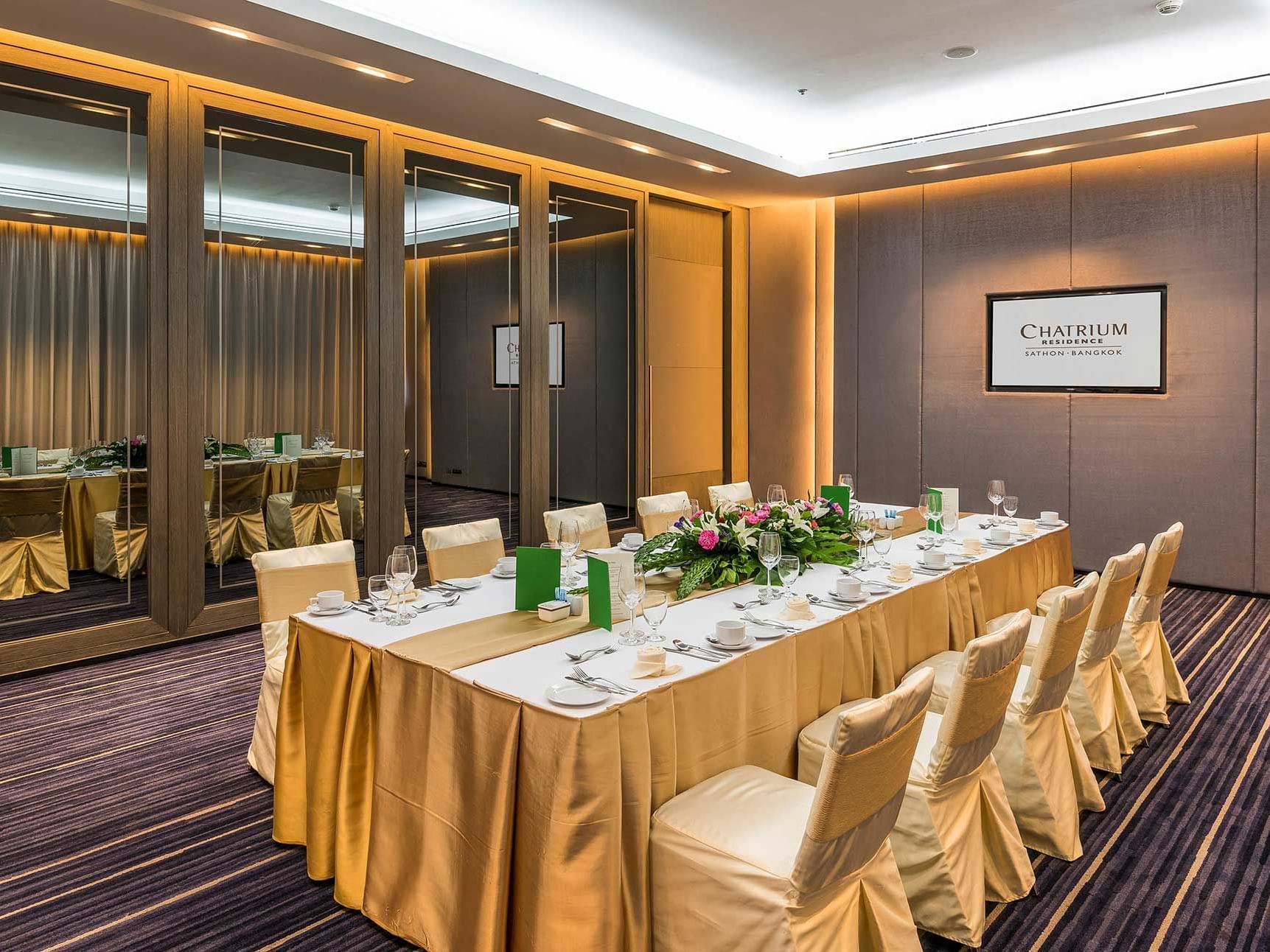 Conference set-up in Summer Room at Chatrium Residence Sathon