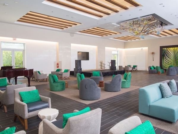 Interior of the lobby with lounges at Warwick Paradise Island