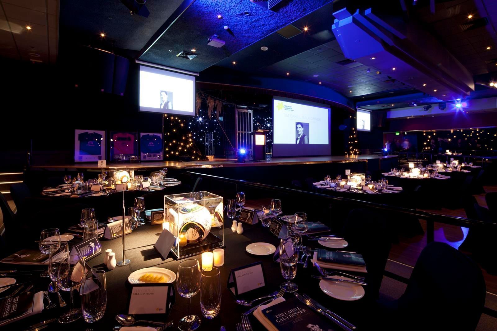 Closeup on a banquet table setup for an event at Novotel Sydney