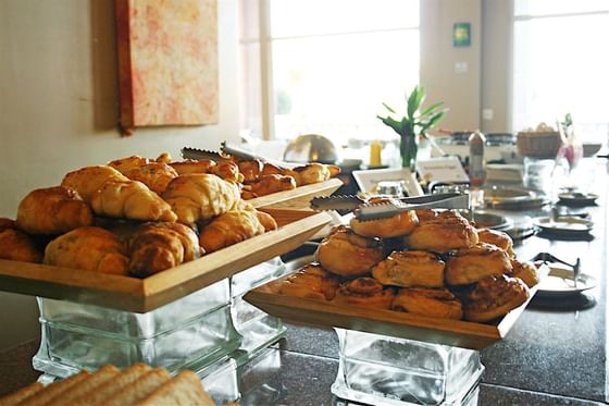 Closeup on bread & buns in a buffet at Infinity Bay Resort