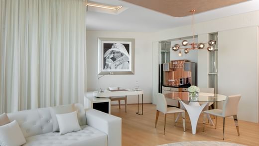 Living area of Charleston Suite at Paramount Hotel Dubai