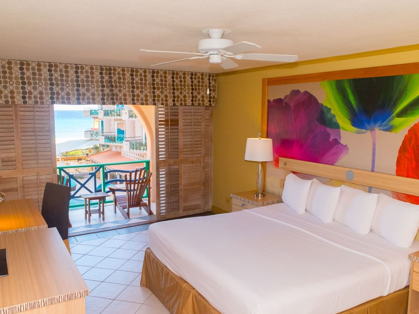 A king-size bed in Ocean View Room at Accra Hotels & Resorts