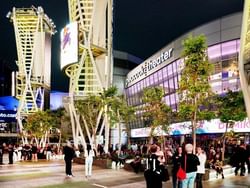 A photo of the Peacock Theater at LA Live during evening hours