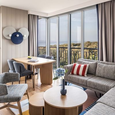 Lounge in Family Suite Deluxe Seaside at Falkensteiner Hotels
