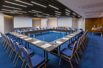 Conference set-up in a meeting room at Buenaventura Grand