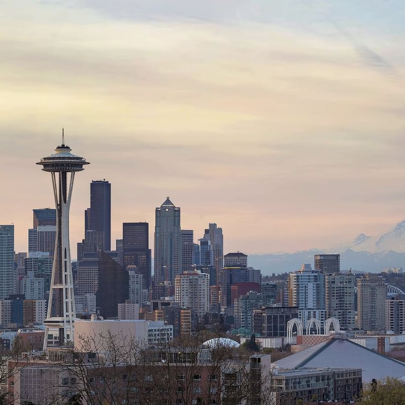 Aerial view of Kerry Park near Warwick Seattle