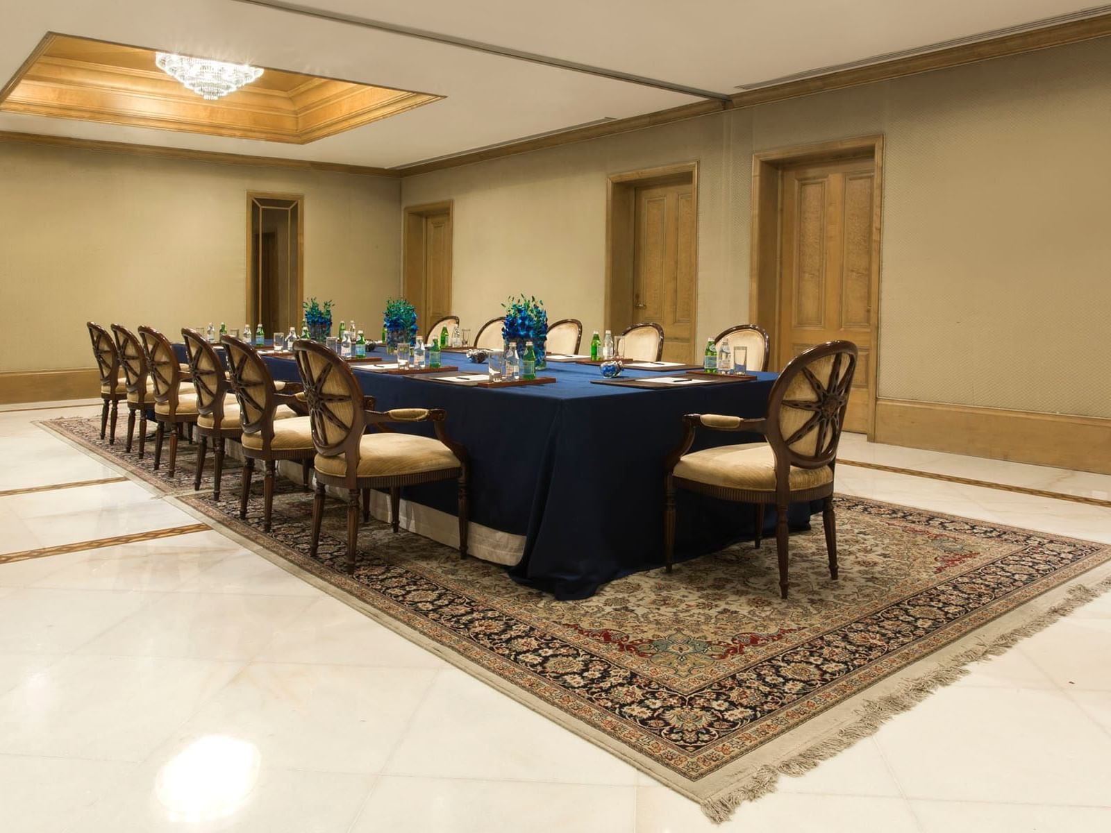 Meeting table setup in Syndicate Room at The Regency Hotel