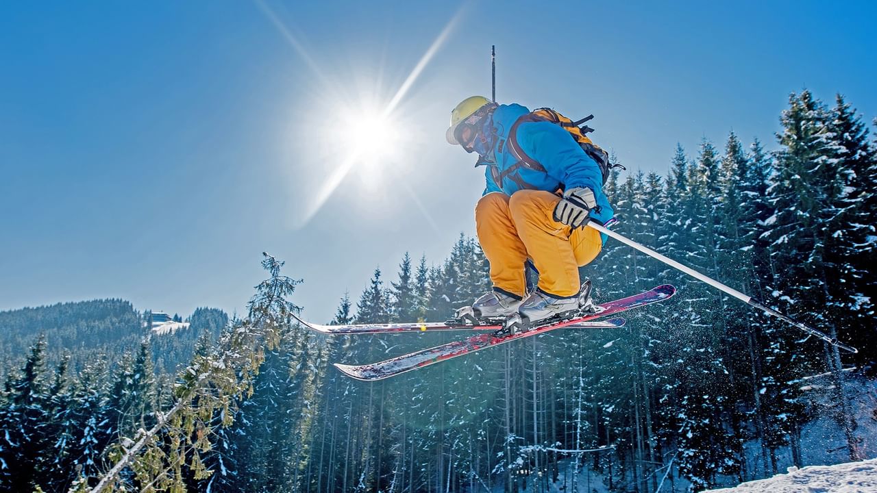 Skier skiing in the mountains