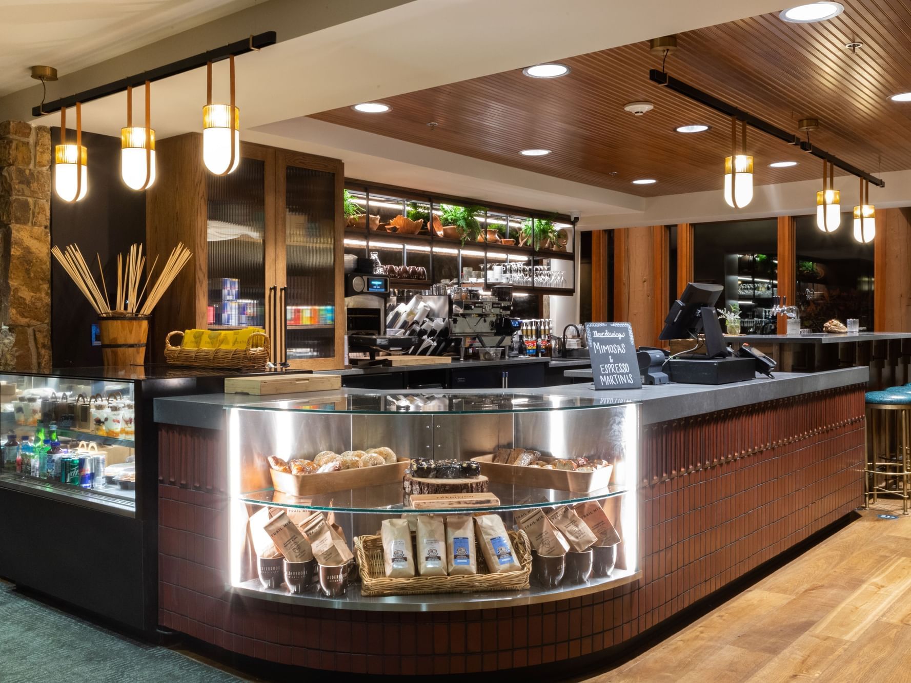 Snacks & beverages display on the counter at Alderbrook Resort & Spa