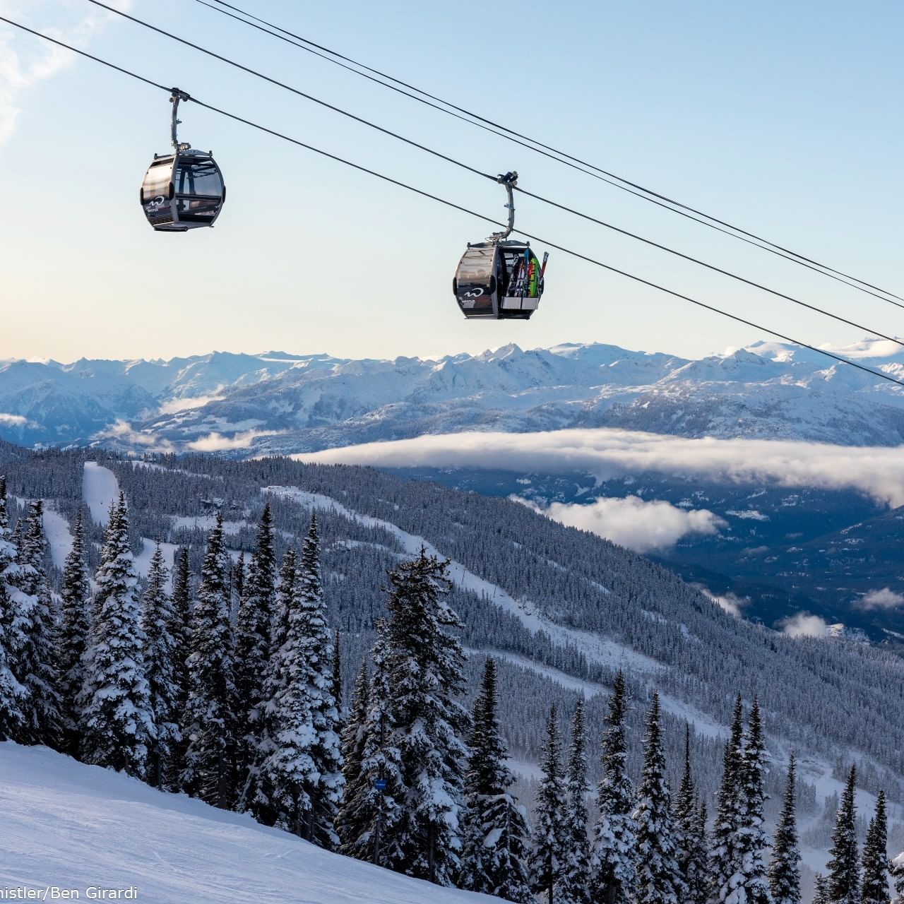 Scenic view of ski lifts with mountain backdrop near Blackcomb Springs Suites