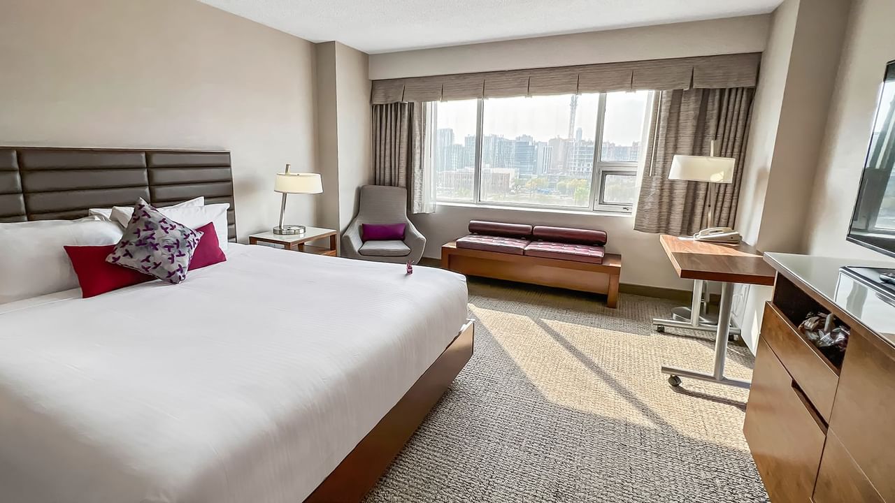 Hotel bedroom with view