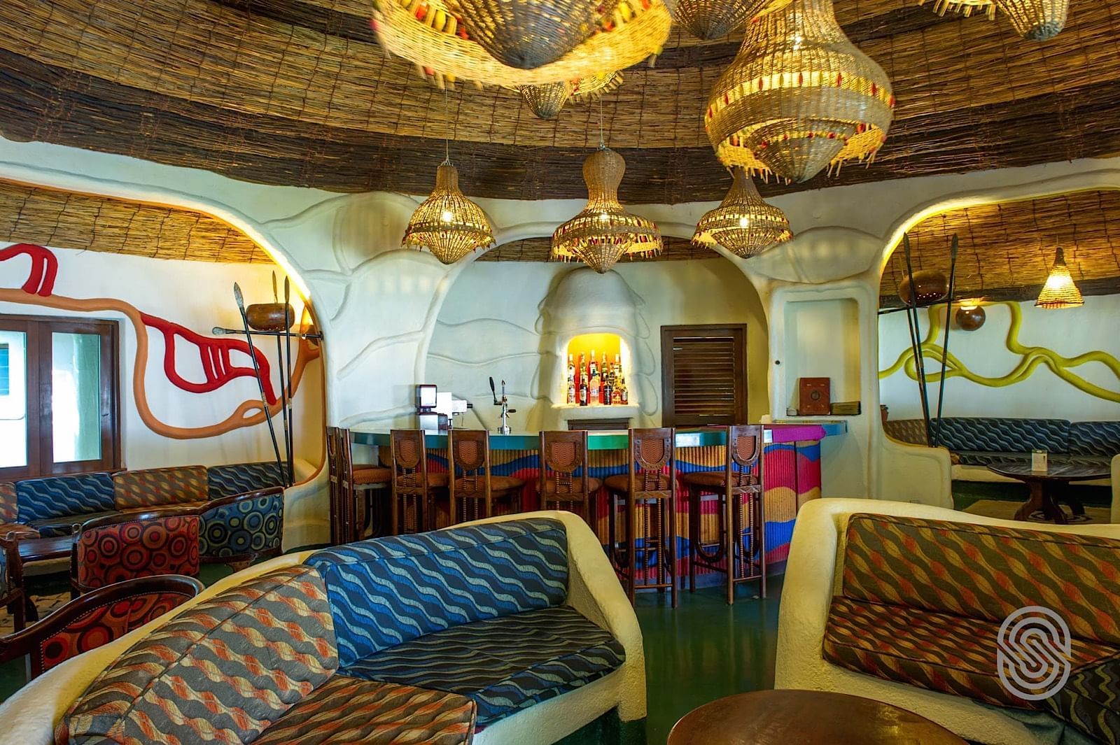 Lounge area in the hotel at Lake Manyara Serena Safari Lodge