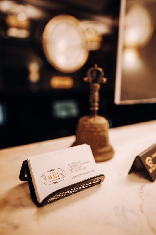 Close-up of Hotel business cards at Casa Mali by Dominion