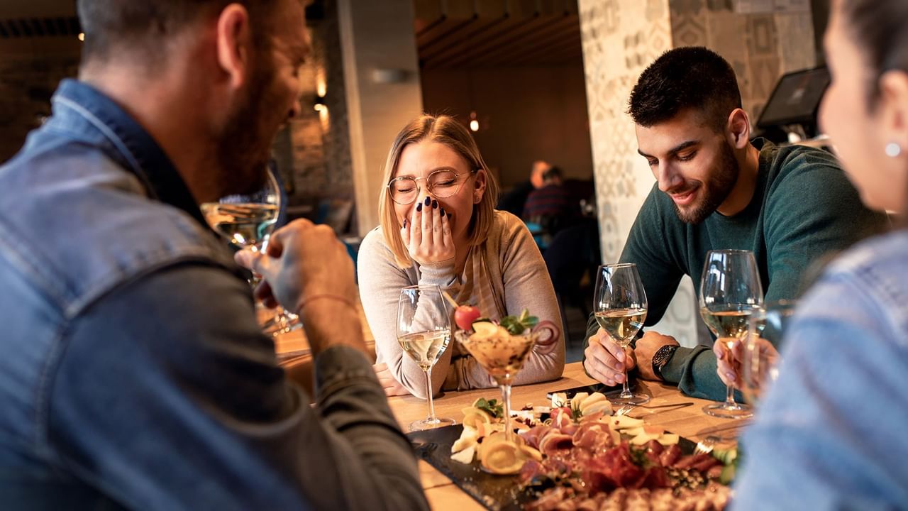 friends having fun in restaurant