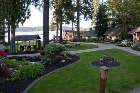 Beautiful garden exterior at Alderbrook Resort & Spa