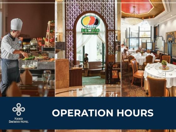 Operation Hours poster at Hanoi Daewoo Hotel
