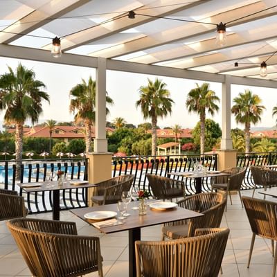 Dining area in La Terrazza restaurant at Falkensteiner Hotels