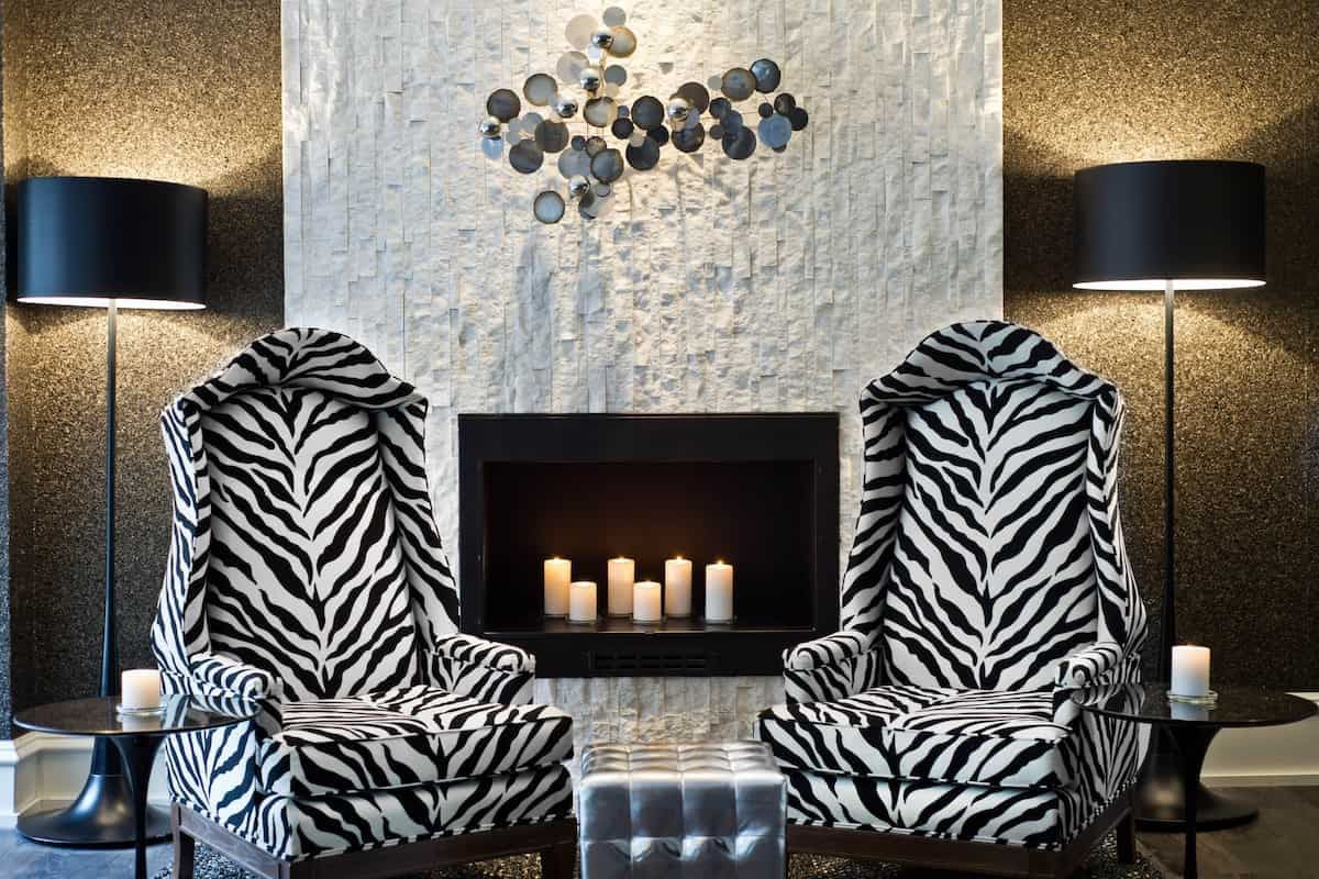 Mdoerne Hotel's fireside lounge in NYC
