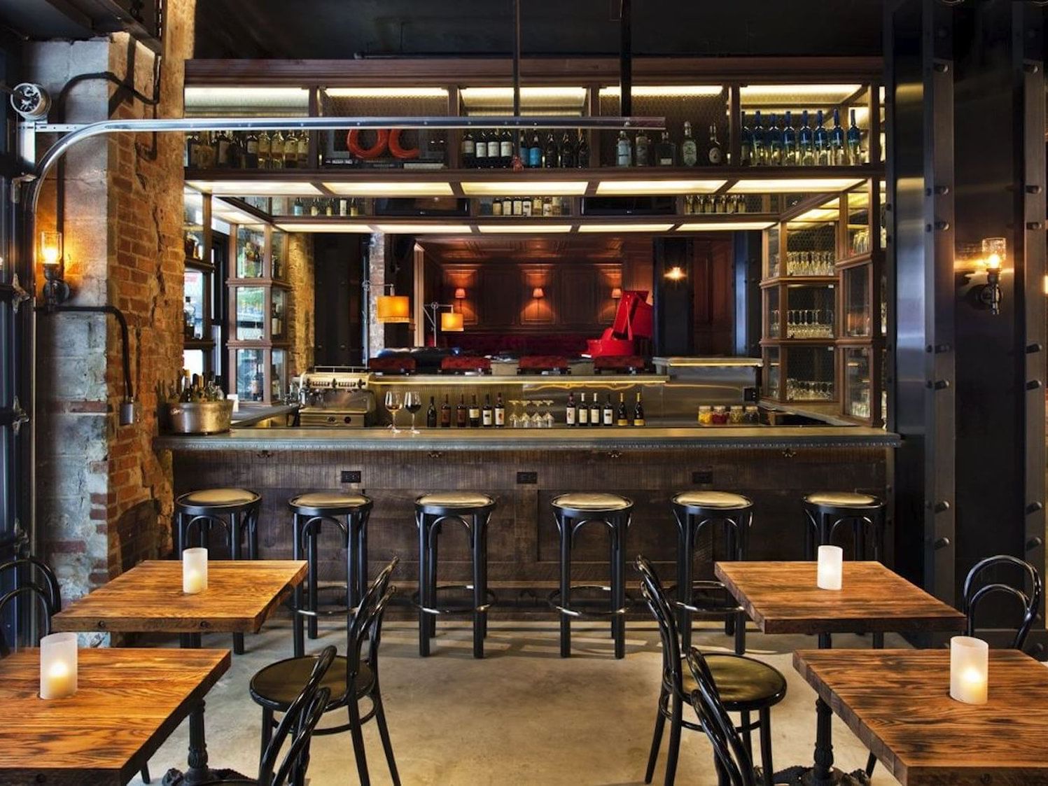 stools at a bar