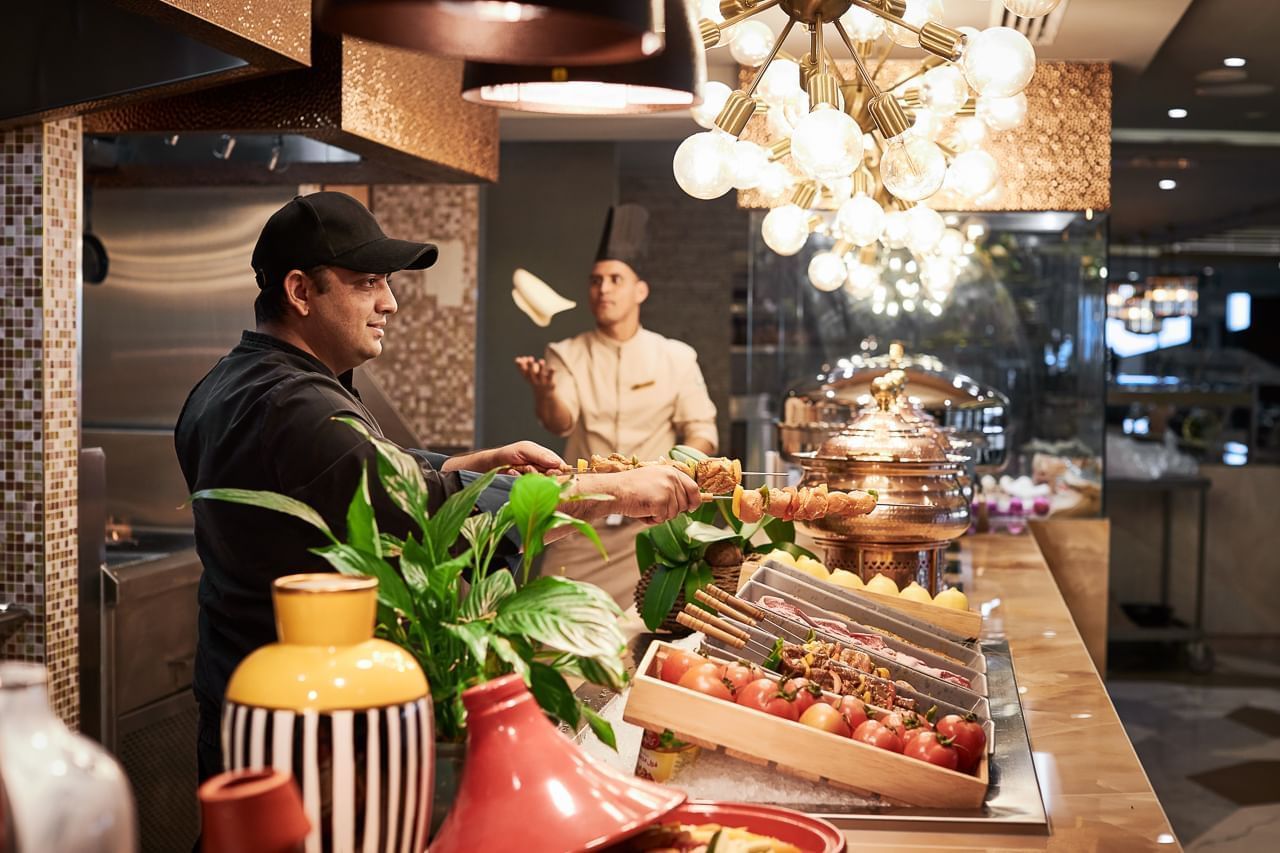 Meat dishes in The Stage's Iftar buffet spread at Paramount Hotel Dubai